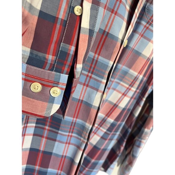 Brooks Brothers Men Shirt Regent L Cotton Blue Red White Plaid Button Down LS - Picture 4 of 5